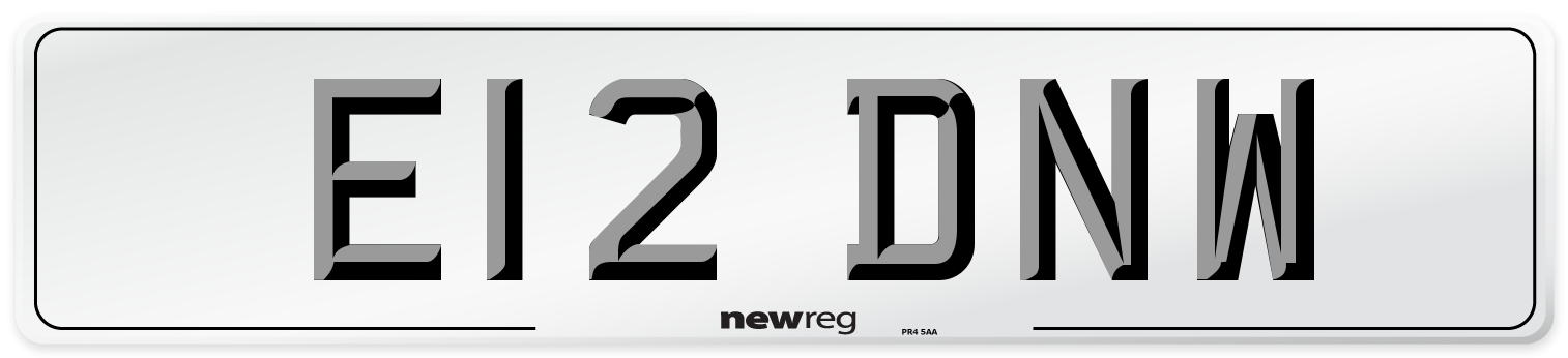 E12 DNW Number Plate from New Reg